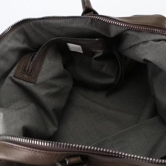 Eleventy Mocha Brown Leather Two-Way Tote Bag with Rhinestone Trim - Picture 3 of 4